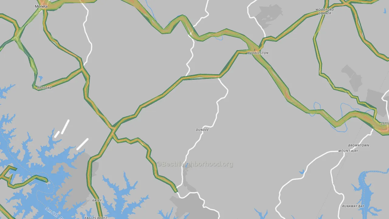 Huddleston, VA Map of Noise Levels in Huddleston