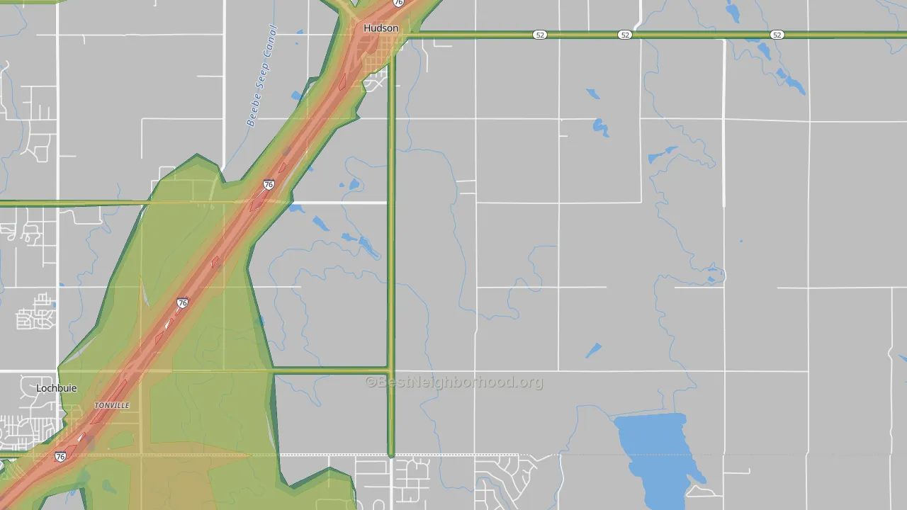 Hudson, CO Map of Noise Levels in Hudson