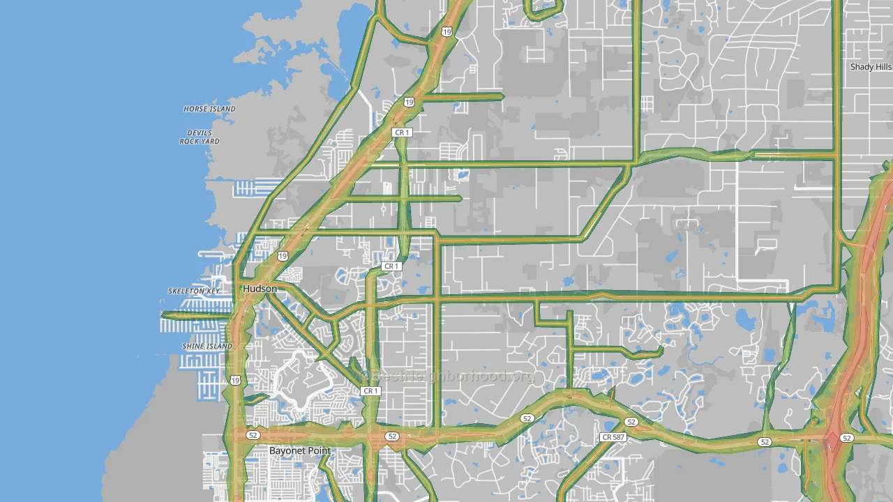 Hudson, FL Map of Noise Levels in Hudson