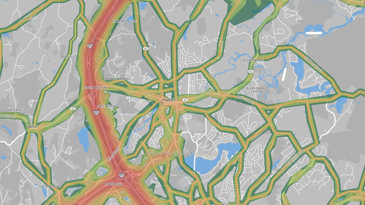 Hudson, MA Map of Noise Levels in Hudson
