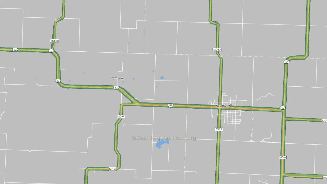 Hudson, MO Map of Noise Levels in Hudson