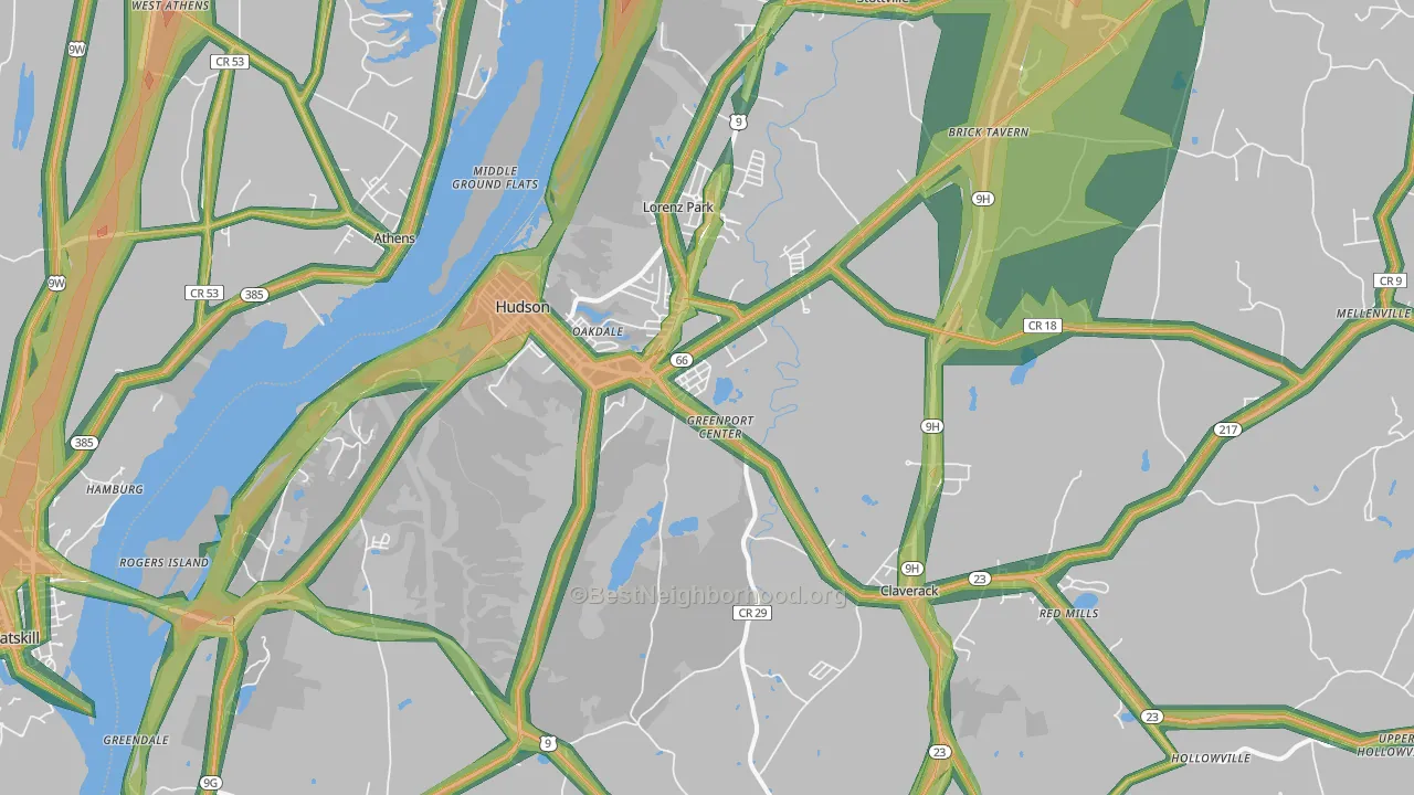 Hudson, NY Map of Noise Levels in Hudson
