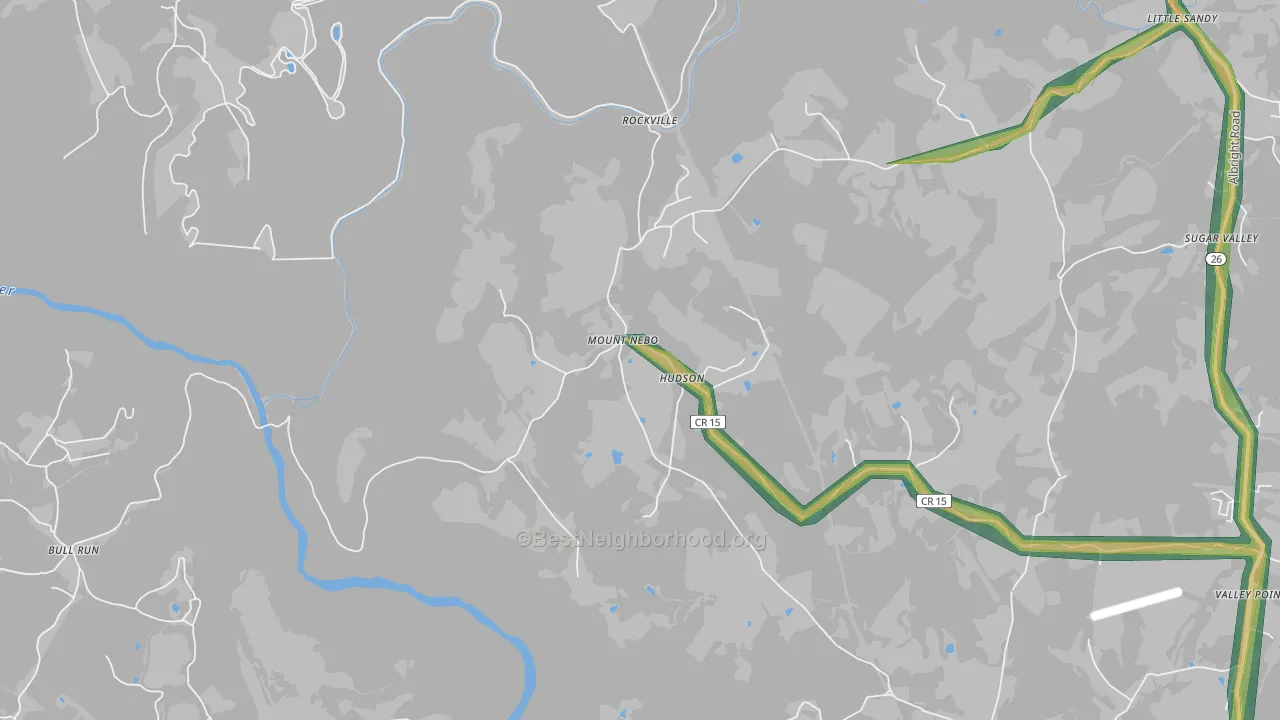Hudson, WV Map of Noise Levels in Hudson