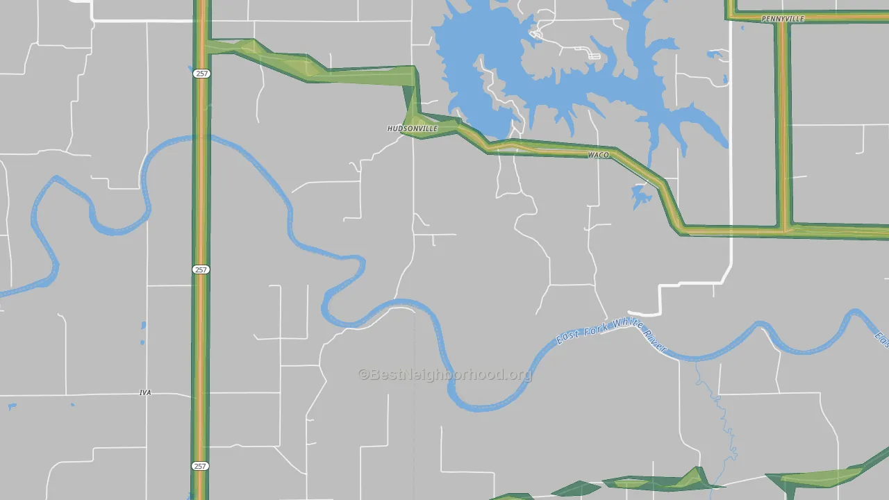 Hudsonville, IN Map of Noise Levels in Hudsonville