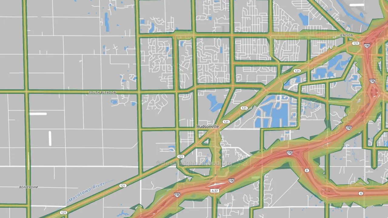 Hudsonville, MI Map of Noise Levels in Hudsonville