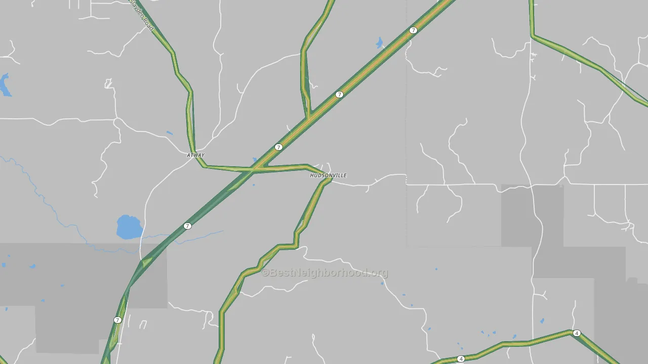 Hudsonville, MS Map of Noise Levels in Hudsonville