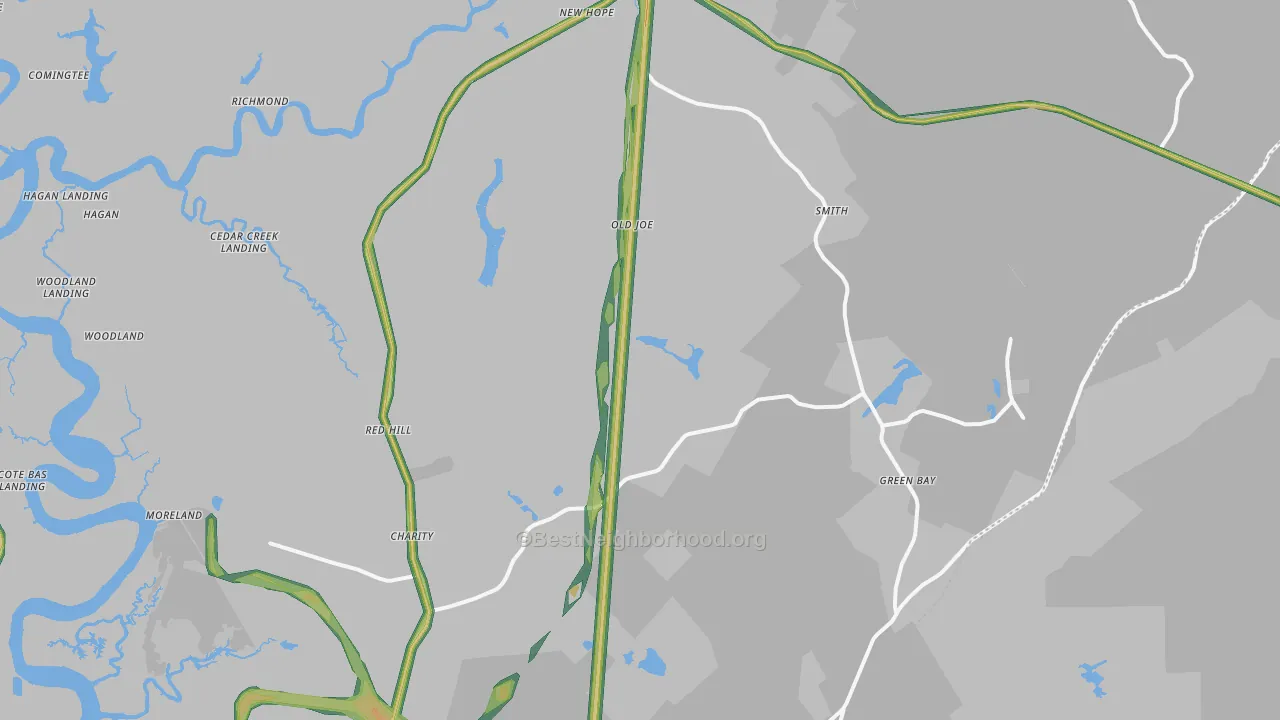 Huger, SC Map of Noise Levels in Huger