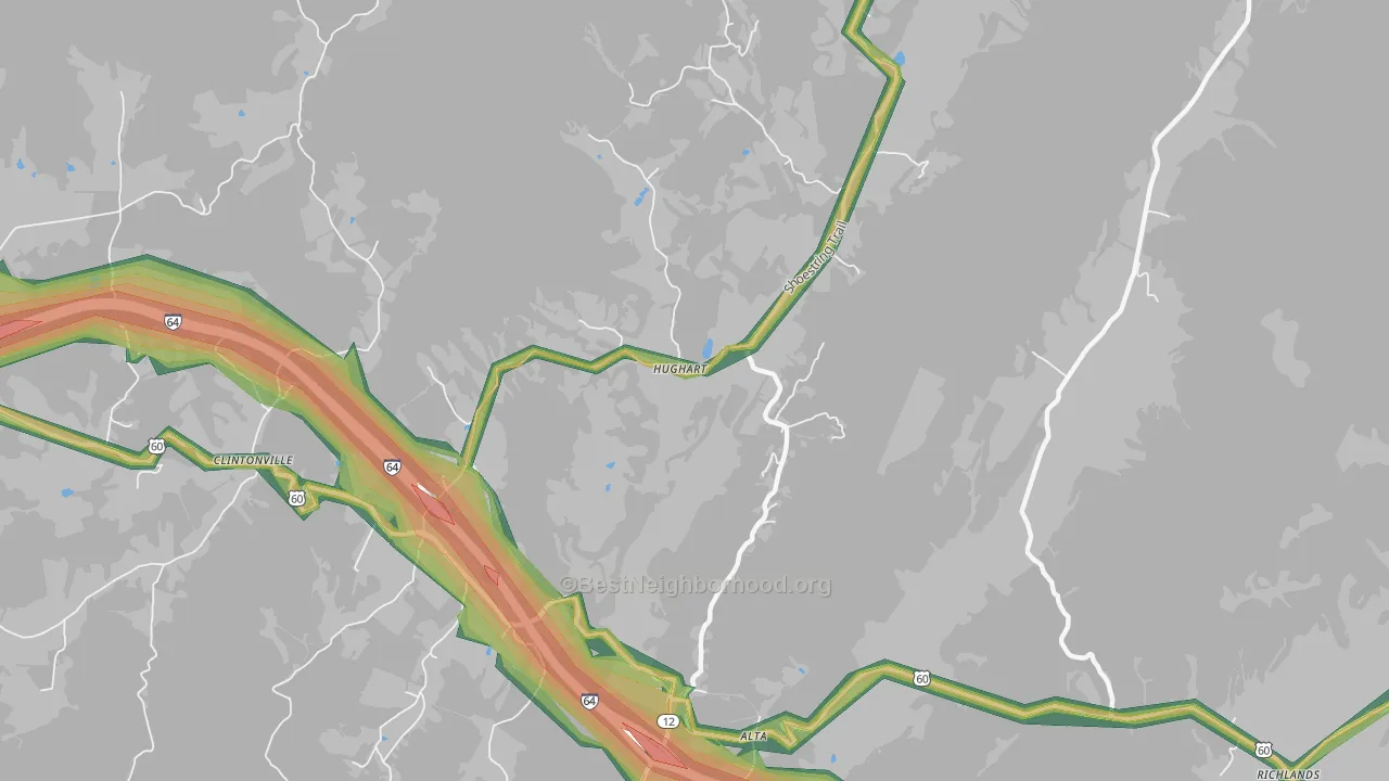 Hughart, WV Map of Noise Levels in Hughart