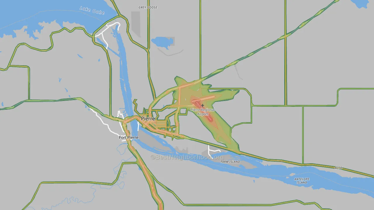 Hughes County, SD Map of Noise Levels in Hughes County