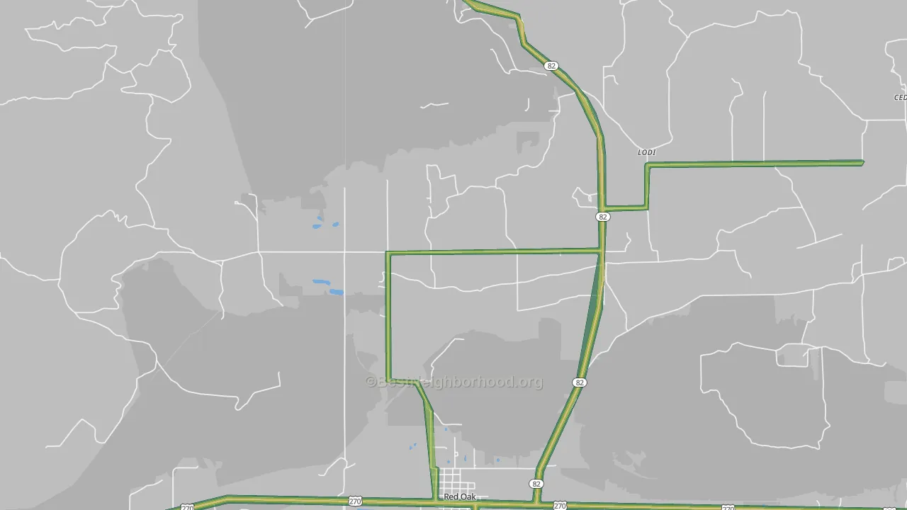 Hughes, OK Map of Noise Levels in Hughes