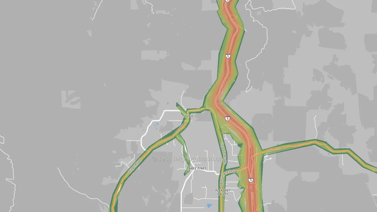 Hugo, OR Map of Noise Levels in Hugo