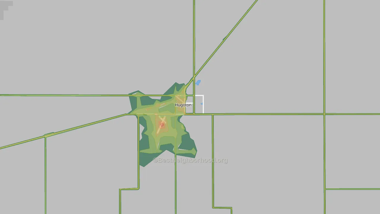 Hugoton, KS Map of Noise Levels in Hugoton