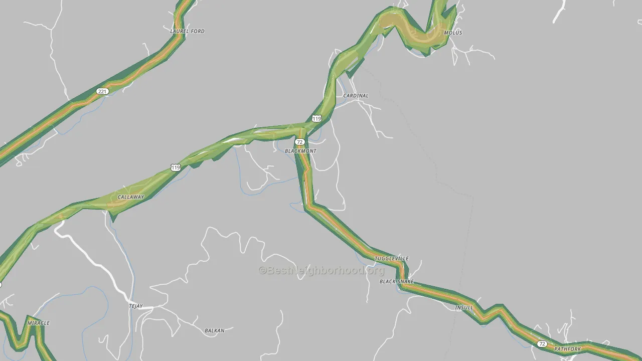 Hulen, KY Map of Noise Levels in Hulen