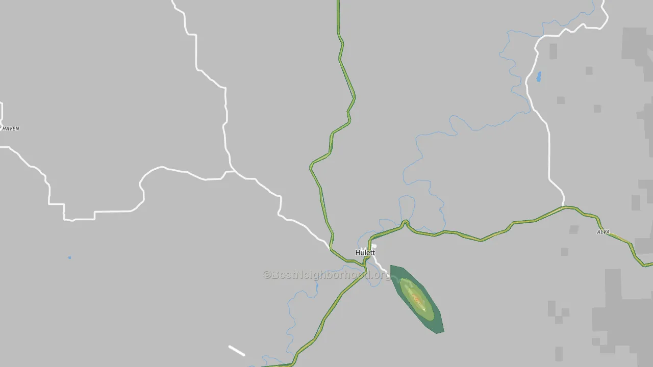 Hulett, WY Map of Noise Levels in Hulett