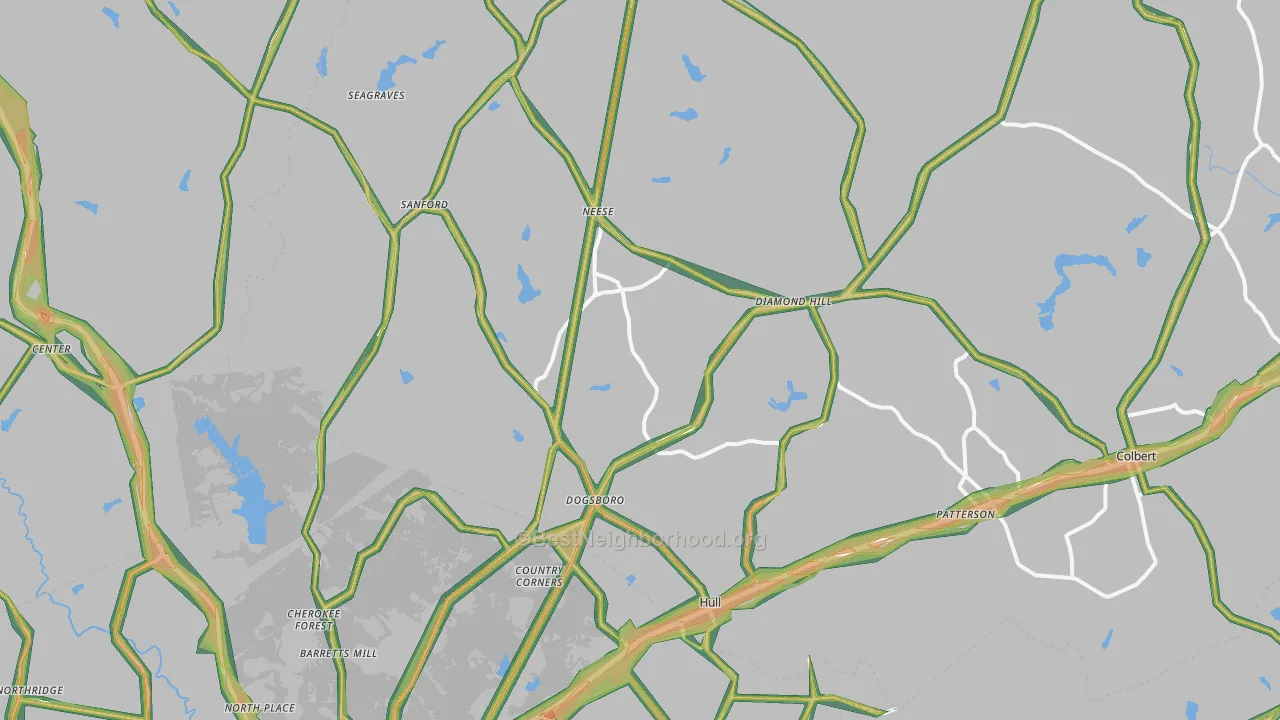 Hull, GA Map of Noise Levels in Hull