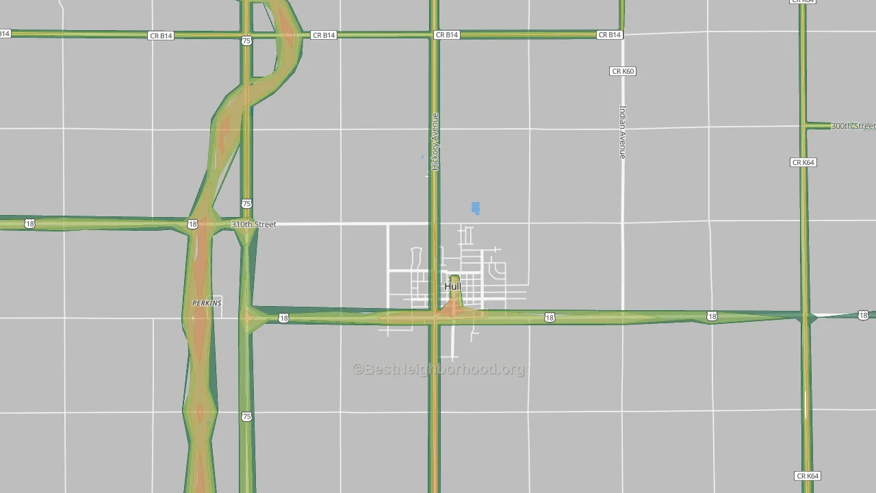 Hull, IA Map of Noise Levels in Hull