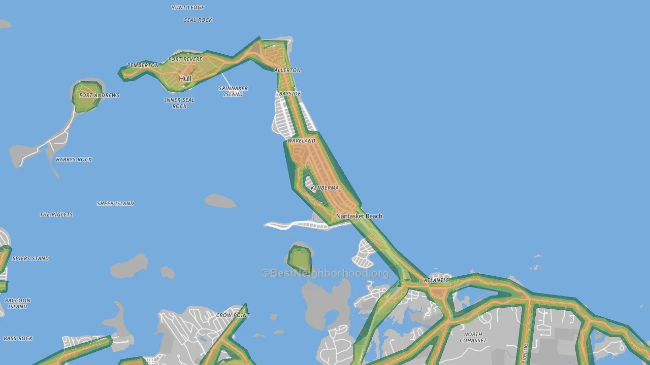 Hull, MA Map of Noise Levels in Hull