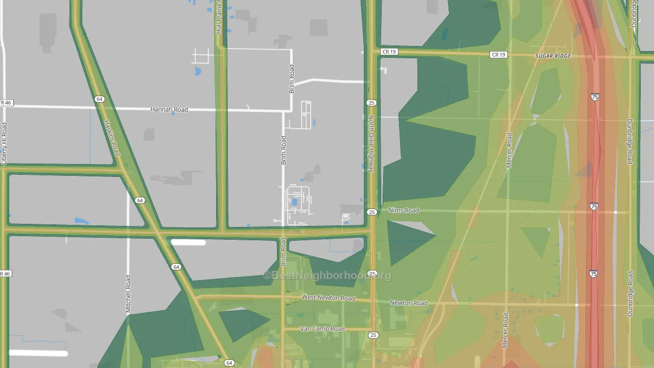Hull Prairie, OH Map of Noise Levels in Hull Prairie