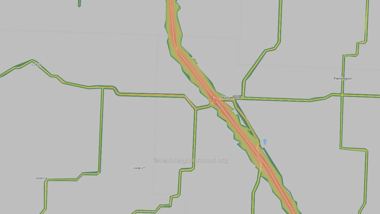 Humansville, MO Map of Noise Levels in Humansville
