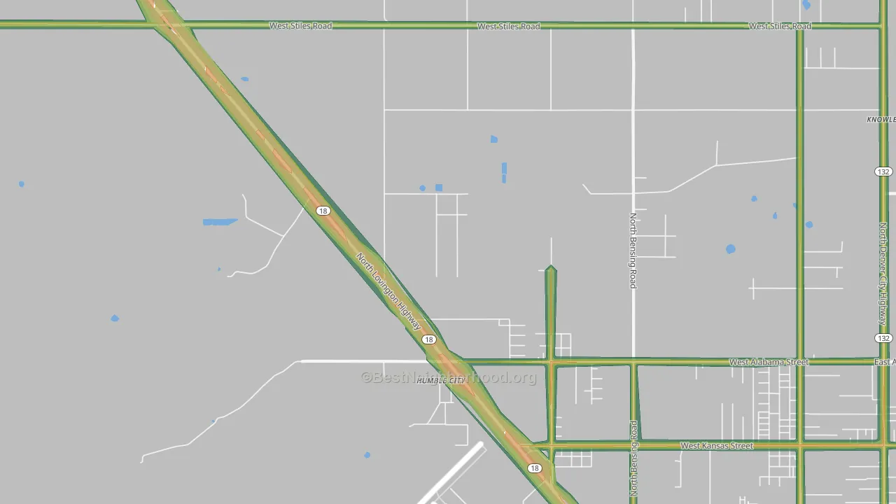 Humble City, NM Map of Noise Levels in Humble City
