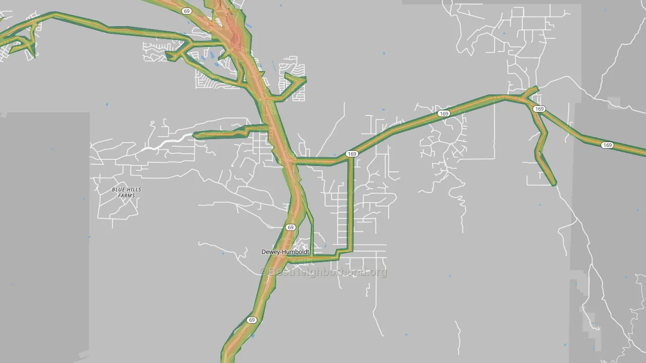 Humboldt, AZ Map of Noise Levels in Humboldt