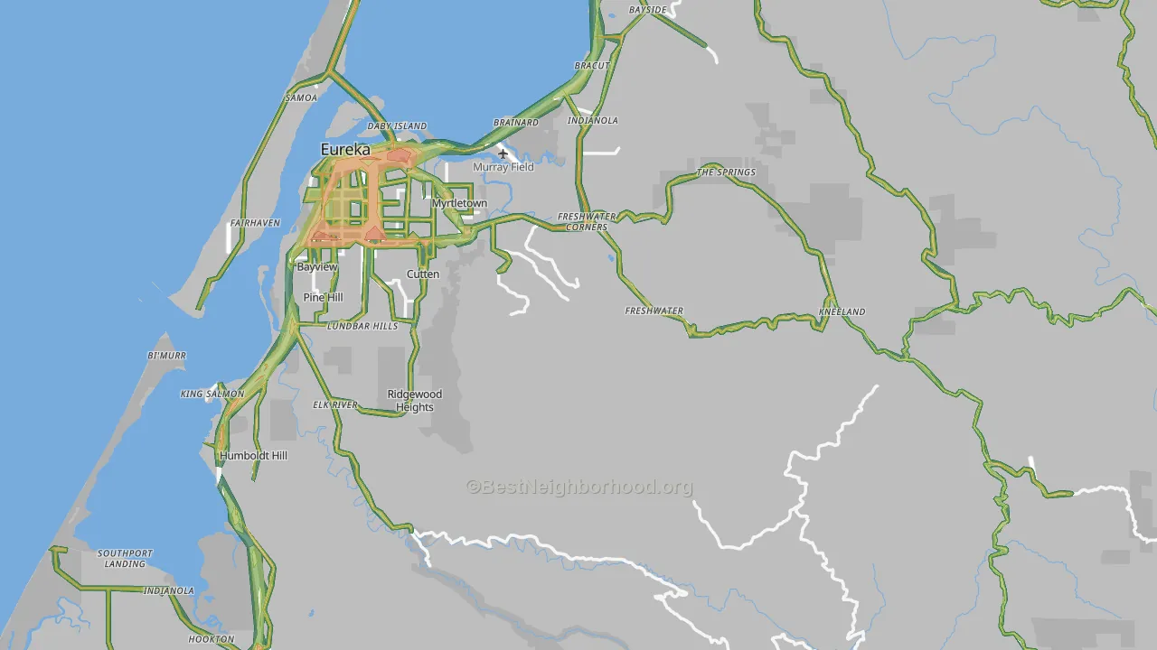 Humboldt County, CA Map of Noise Levels in Humboldt County