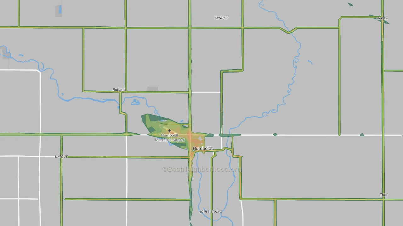 Humboldt County, IA Map of Noise Levels in Humboldt County