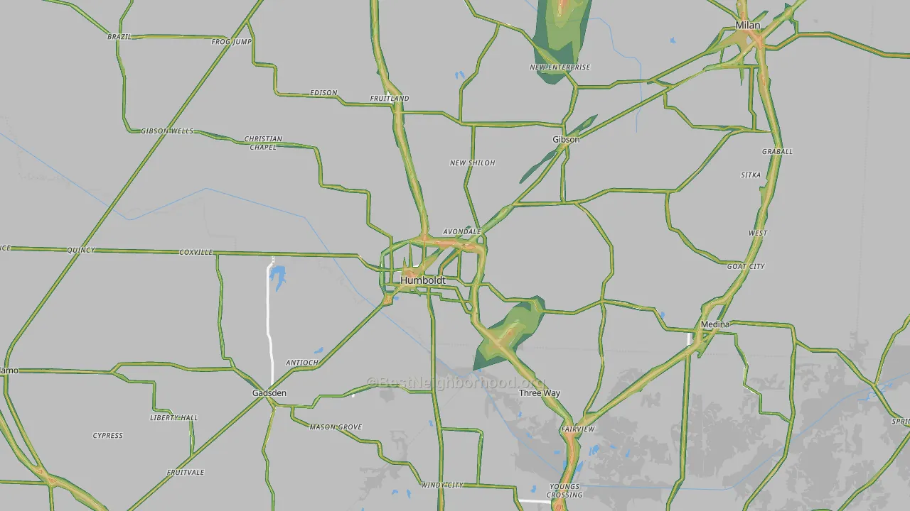Humboldt, TN Map of Noise Levels in Humboldt