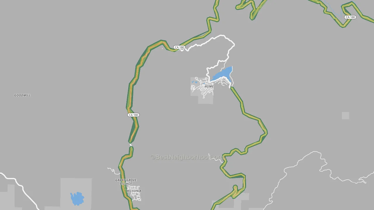 Hume, CA Map of Noise Levels in Hume