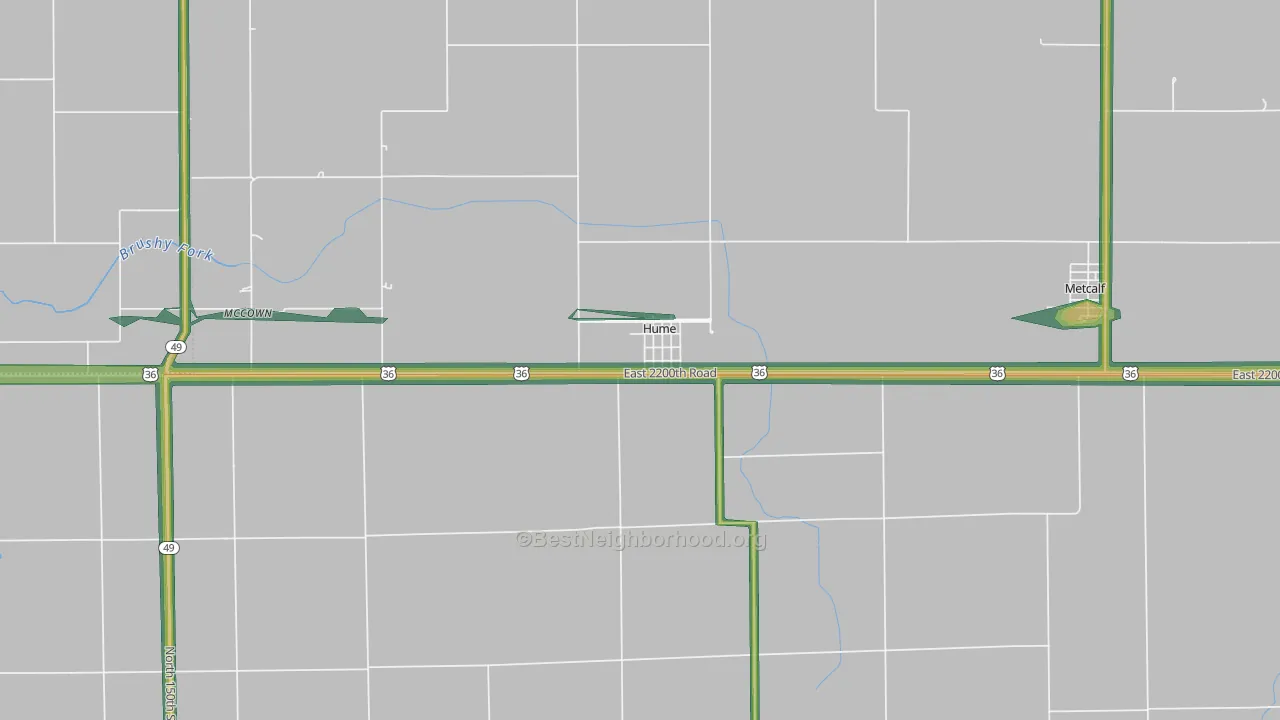 Hume, IL Map of Noise Levels in Hume