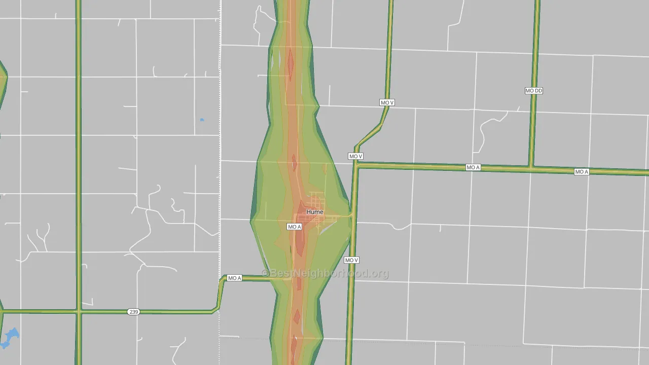 Hume, MO Map of Noise Levels in Hume