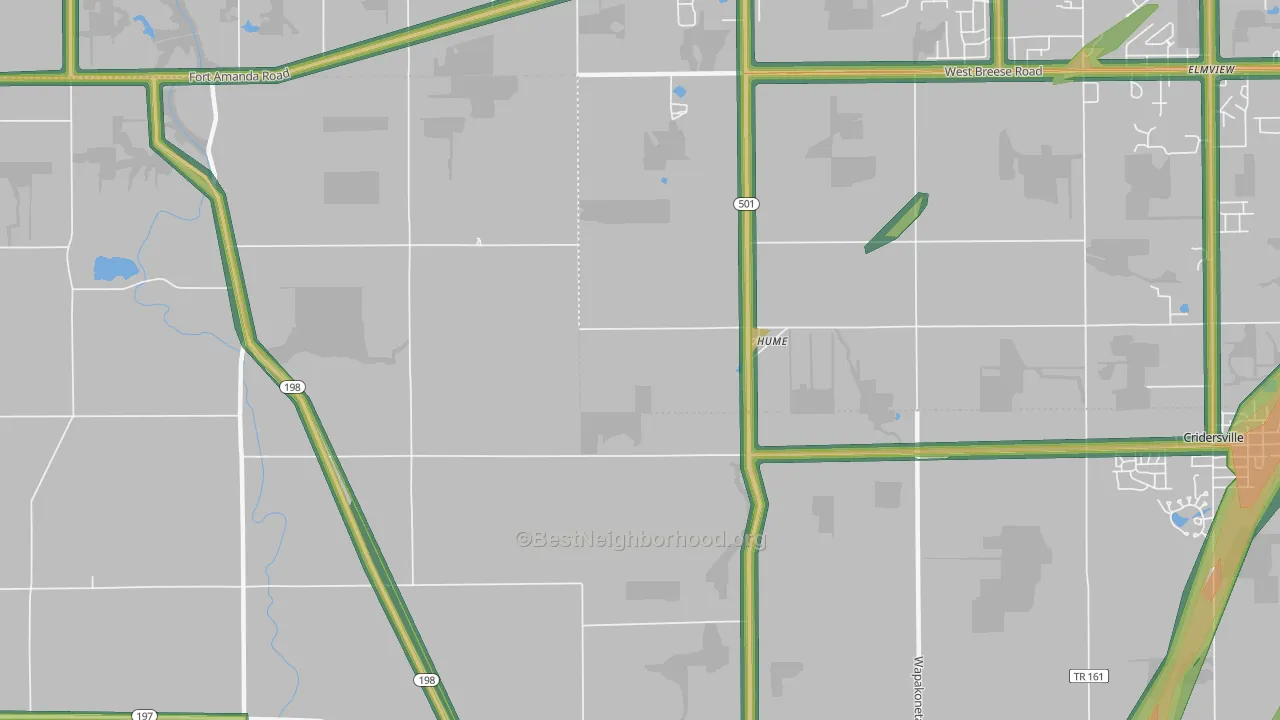 Hume, OH Map of Noise Levels in Hume