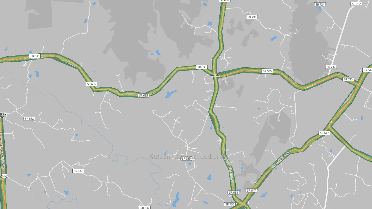 Hume, VA Map of Noise Levels in Hume