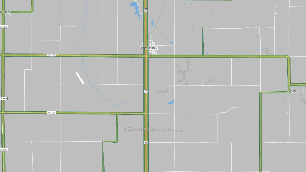 Humeston, IA Map of Noise Levels in Humeston