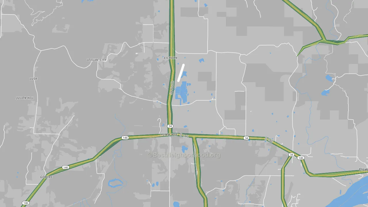 Humm Wye, IL Map of Noise Levels in Humm Wye