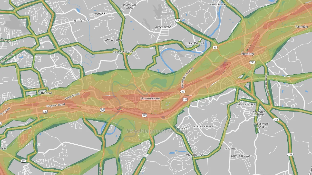 Hummelstown, PA Map of Noise Levels in Hummelstown
