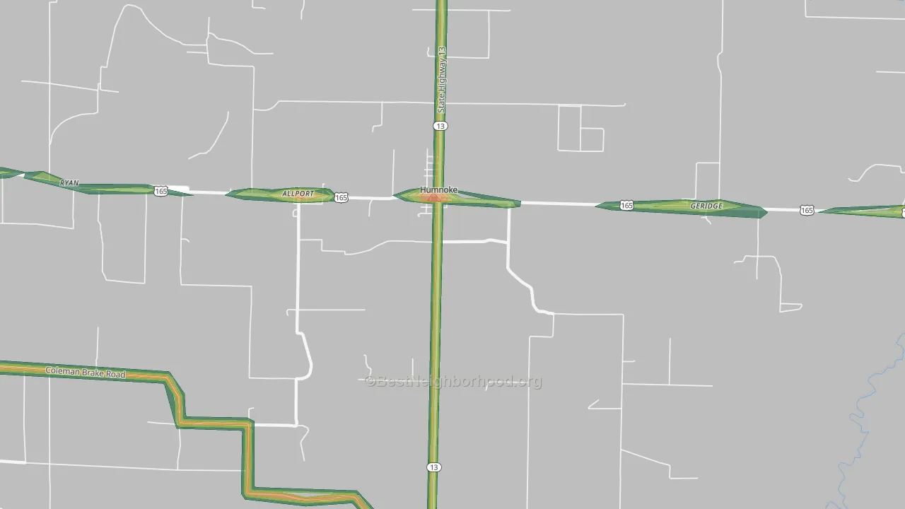 Humnoke, AR Map of Noise Levels in Humnoke