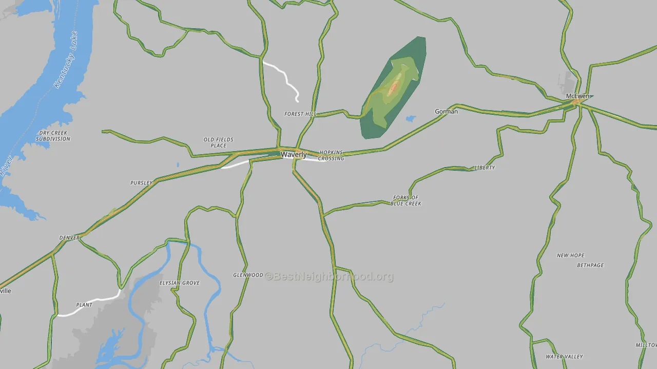 Humphreys County, TN Map of Noise Levels in Humphreys County
