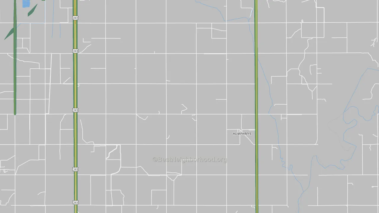 Humphreys, OK Map of Noise Levels in Humphreys