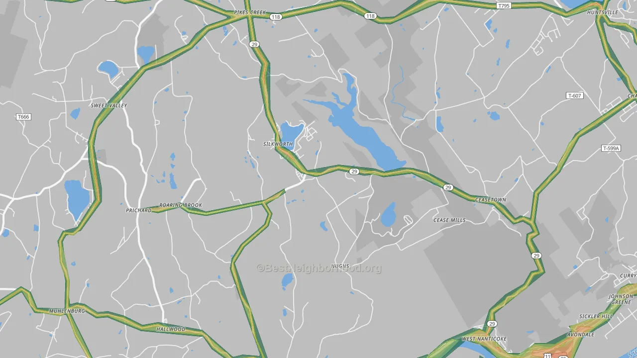 Hunlock Creek, PA Map of Noise Levels in Hunlock Creek