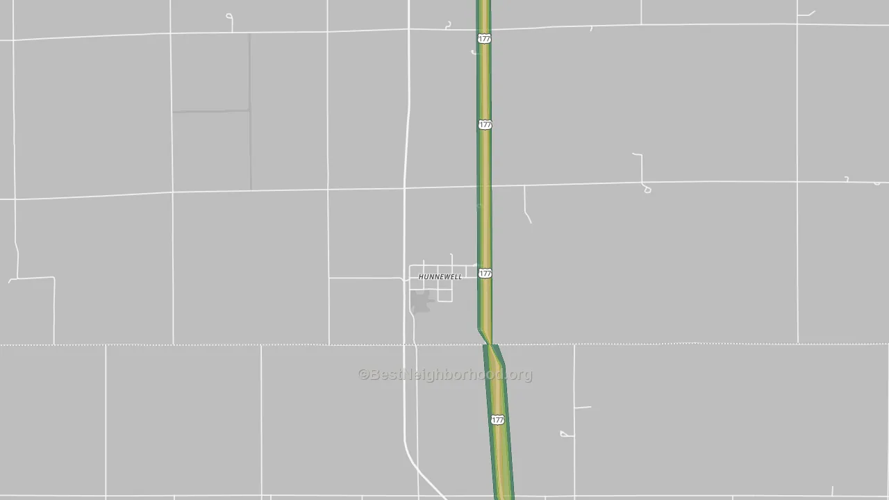 Hunnewell, KS Map of Noise Levels in Hunnewell