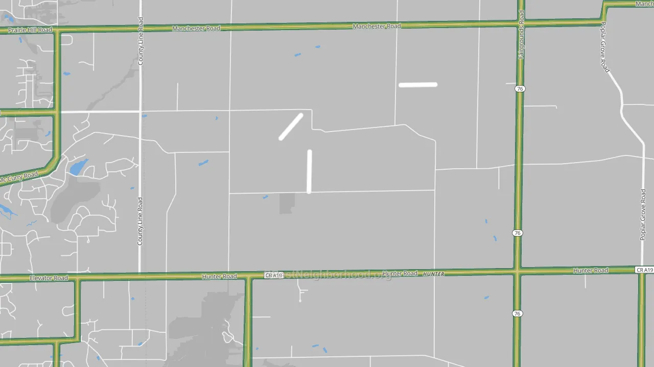 Hunter, IL Map of Noise Levels in Hunter