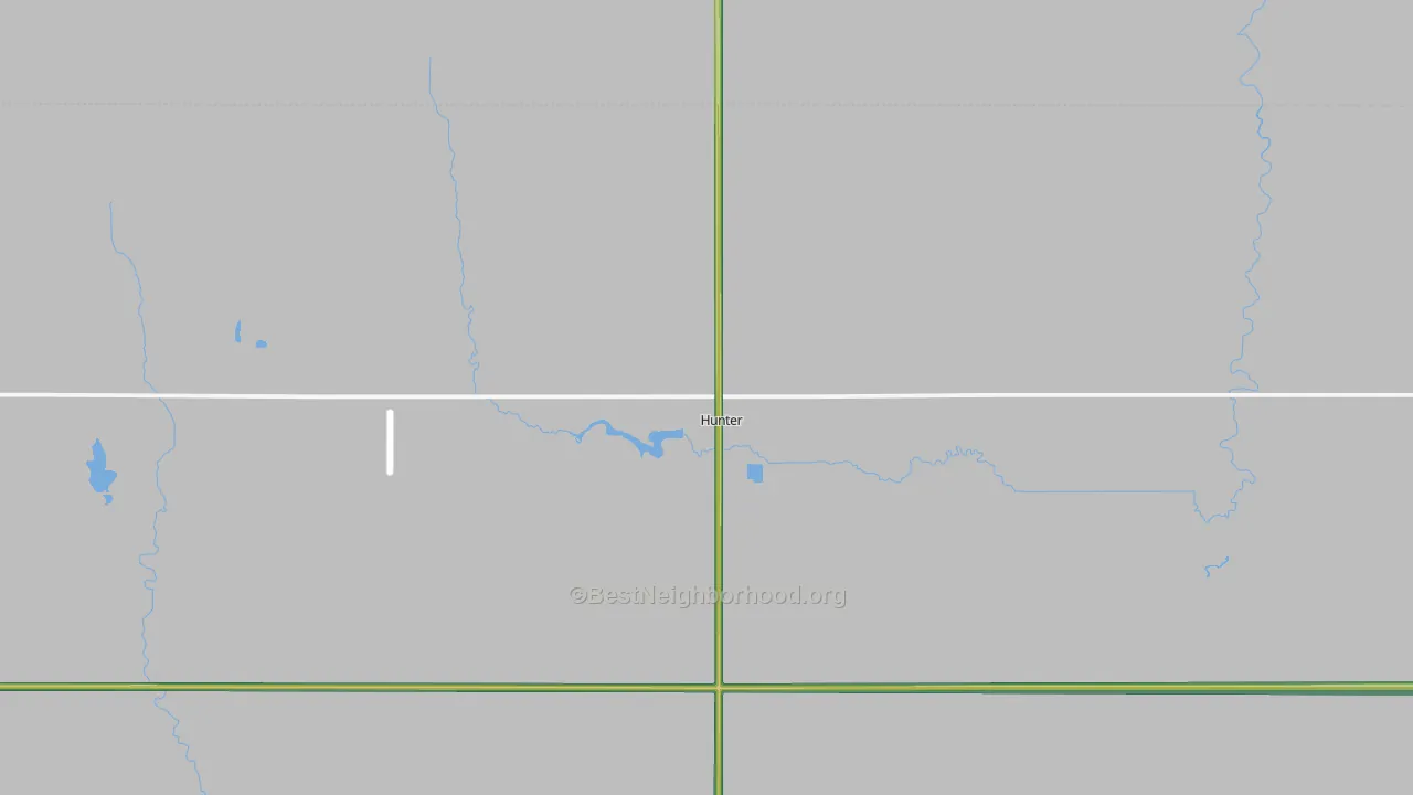 Hunter, ND Map of Noise Levels in Hunter