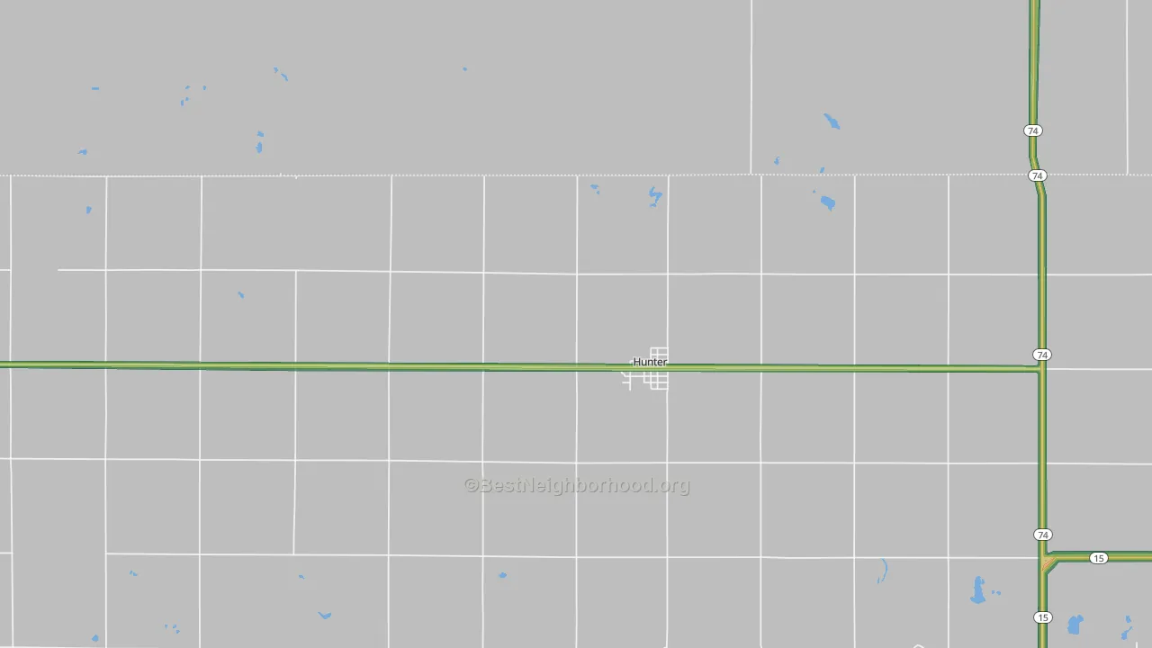 Hunter, OK Map of Noise Levels in Hunter