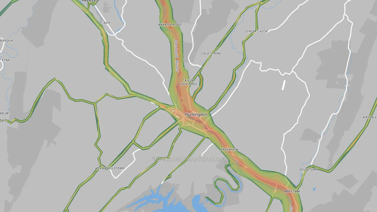 Huntingdon, PA Map of Noise Levels in Huntingdon