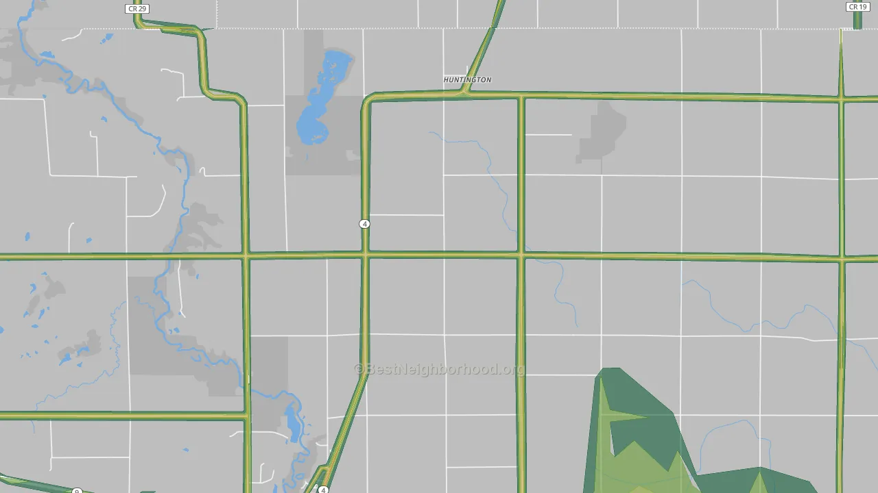 Huntington, IA Map of Noise Levels in Huntington