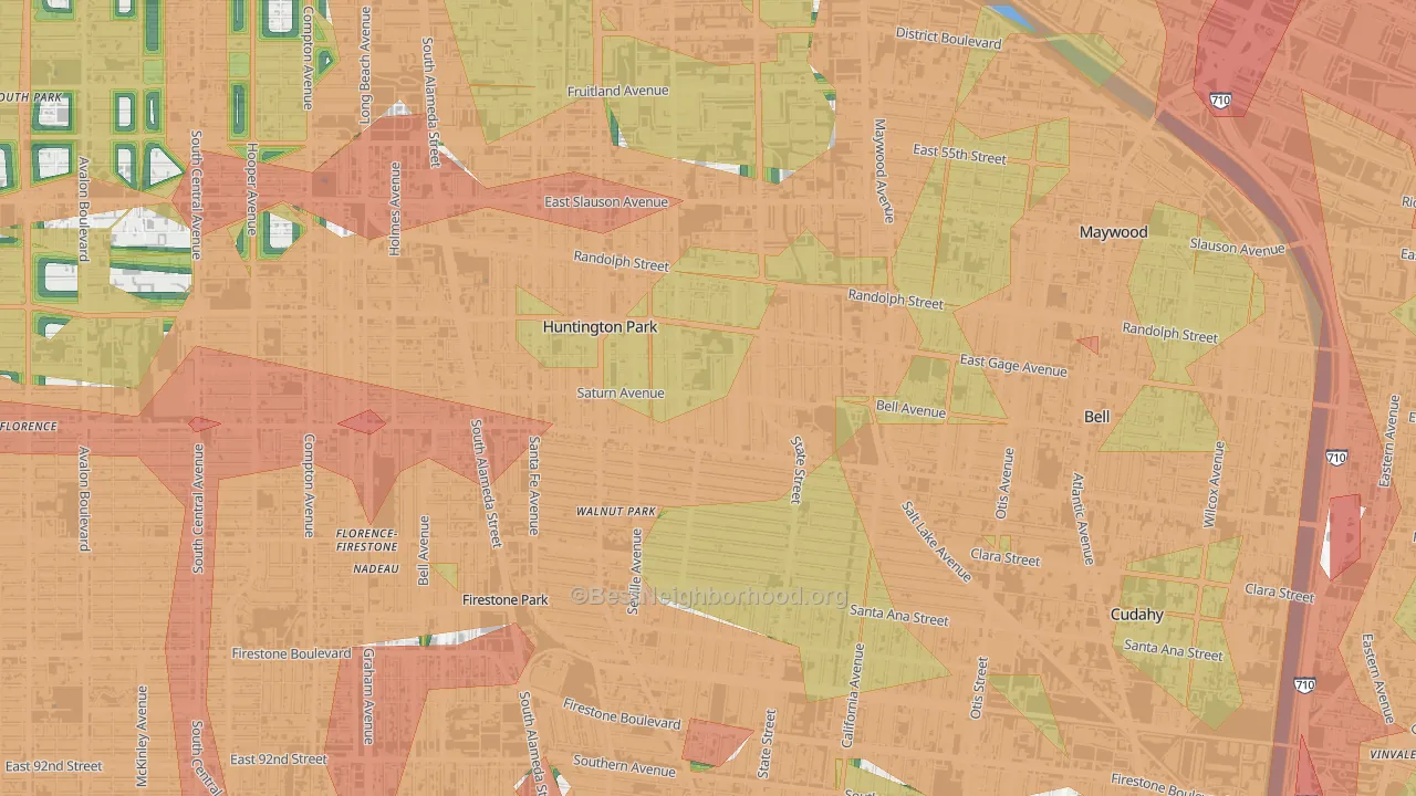 Huntington Park, CA Map of Noise Levels in Huntington Park
