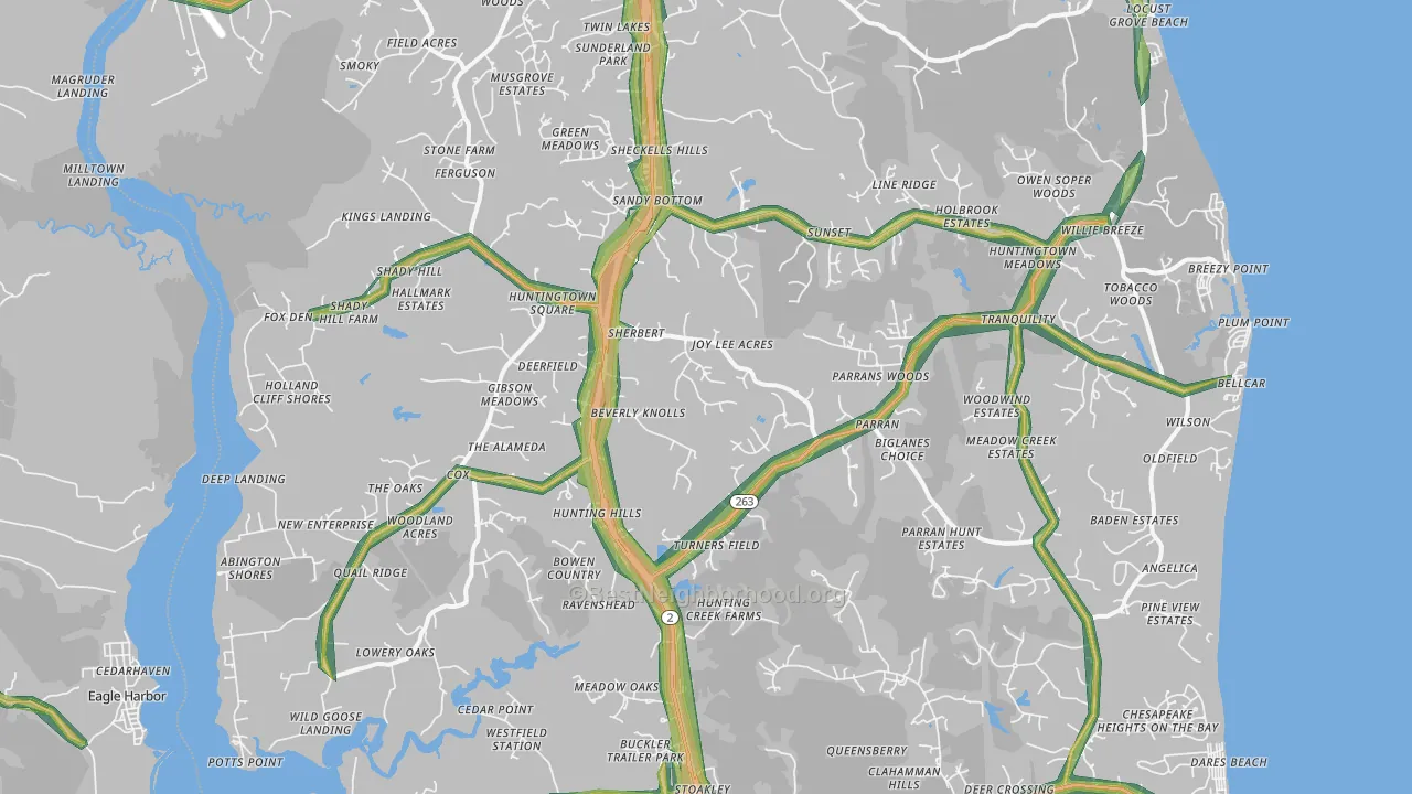 Huntingtown, MD Map of Noise Levels in Huntingtown