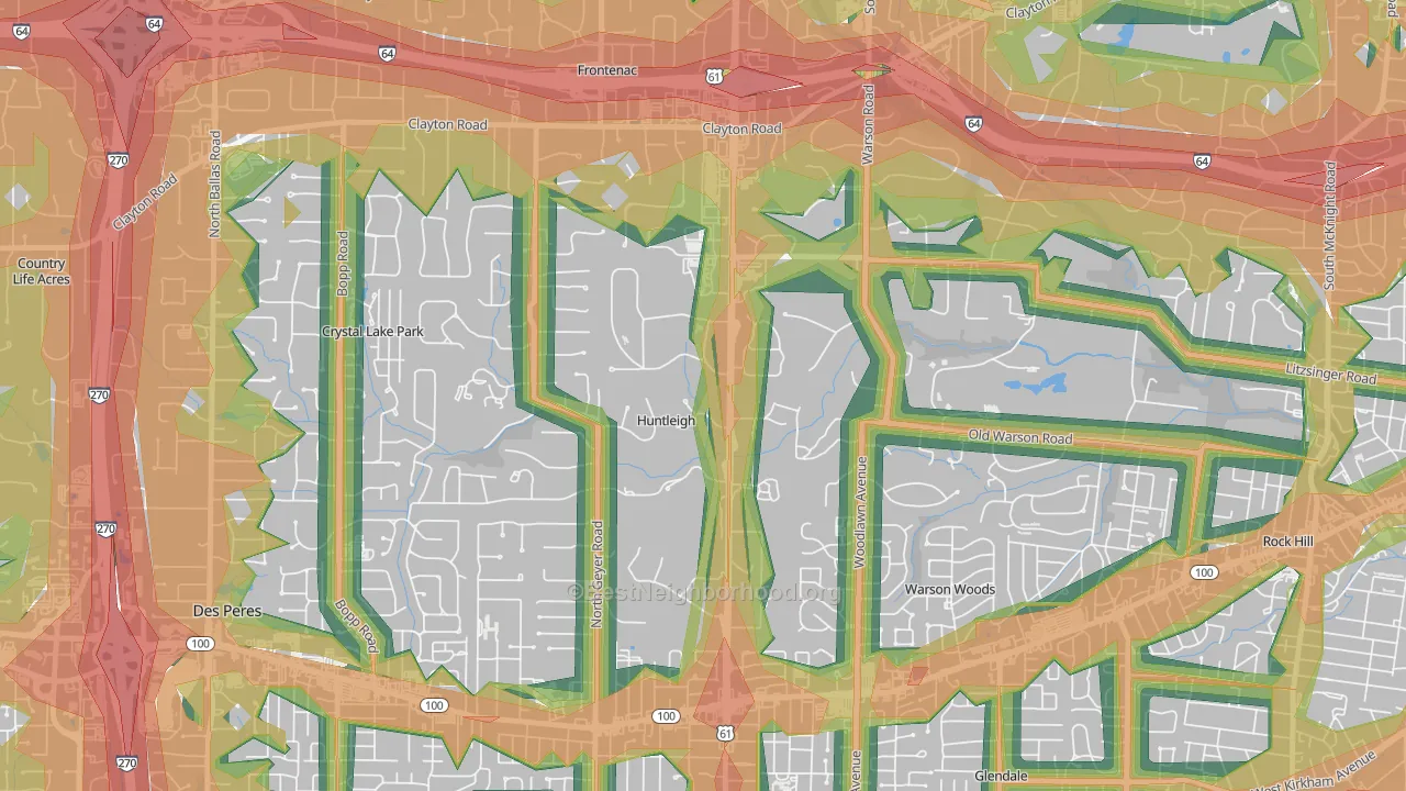 Huntleigh, MO Map of Noise Levels in Huntleigh