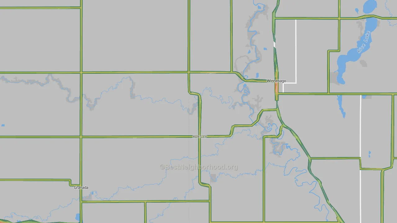 Huntley, MN Map of Noise Levels in Huntley